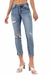Mid rise button Fly Mom Jeans — white background view 1