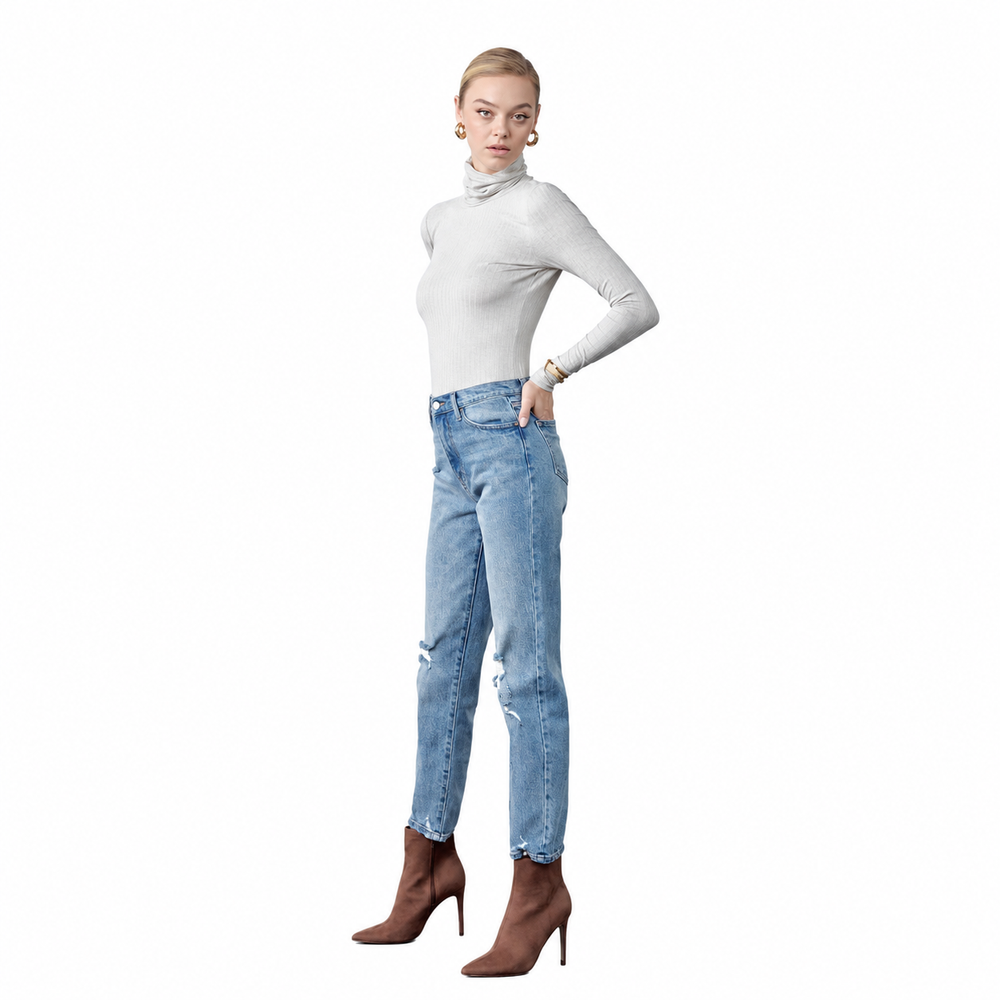 Kancan High Rise Slim Straight Jeans — white background view 2
