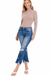 Mid-rise Distressed Bootcut Cropped Denim Pants — white background view 2