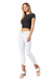 Kan Can High Rise White Hem Detail Skinny Jeans — white background view 1