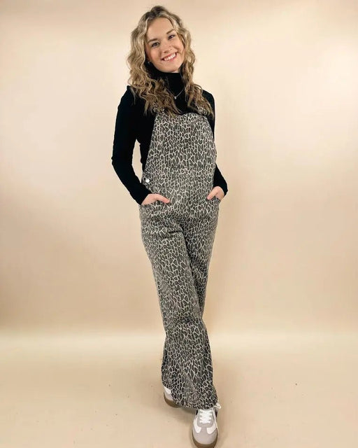 Leopard Denim Overalls - LECCE