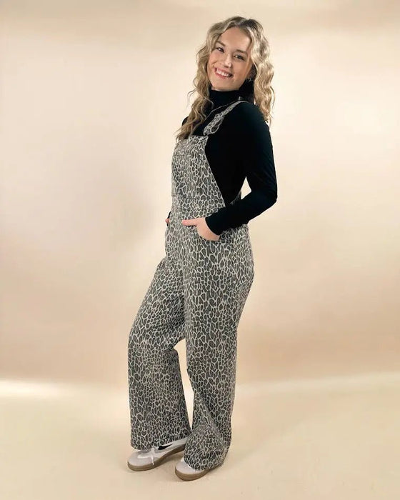 Leopard Denim Overalls - LECCE