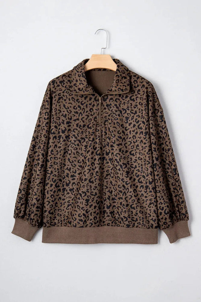 Leopard Quarter Zip Pullover - LECCE