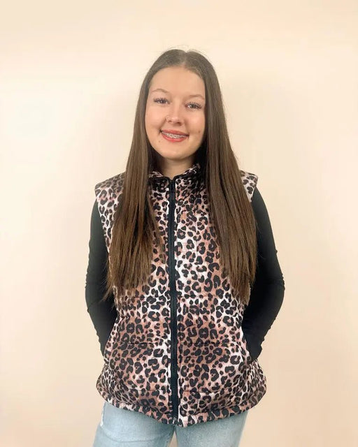 Leopard Quilted Puff Vest - LECCE