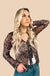 Leopard Sheer Long Sleeve V Neck Lace Top - LECCE