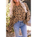 Leopard V Neck Ruffled Cuffs Loose Blouse - LECCE
