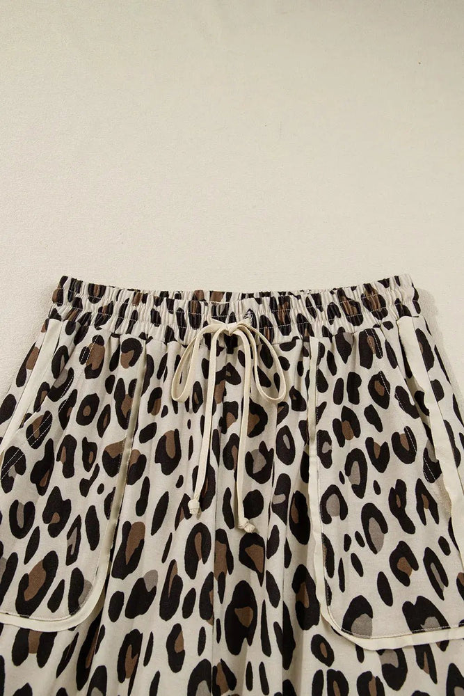 Leopard Wide Leg Cropped Pants - LECCE