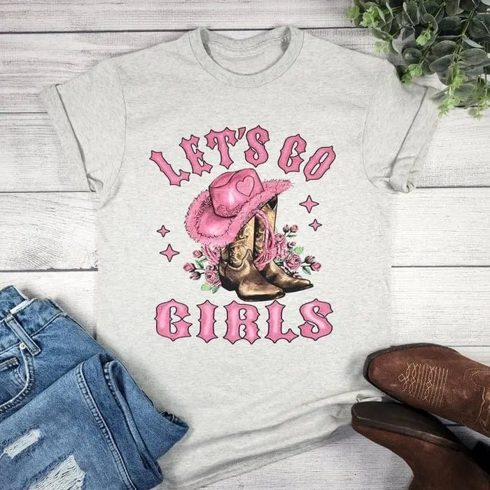 Let's Go Girls Pink Cowboy Hat T-shirt - LECCE
