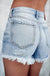 Light Blue Distressed Ripped Raw Hem High Waist Denim Shorts - LECCE