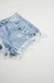 Light Blue Distressed Ripped Raw Hem High Waist Denim Shorts - LECCE