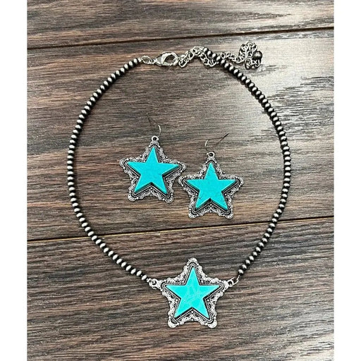 Lone Star Turquoise Necklace Earrings Set - LECCE