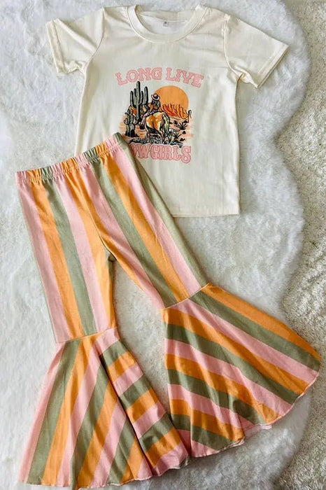 "LONG LIVE COWGIRLS" top & serape bell bottom pants sets - LECCE