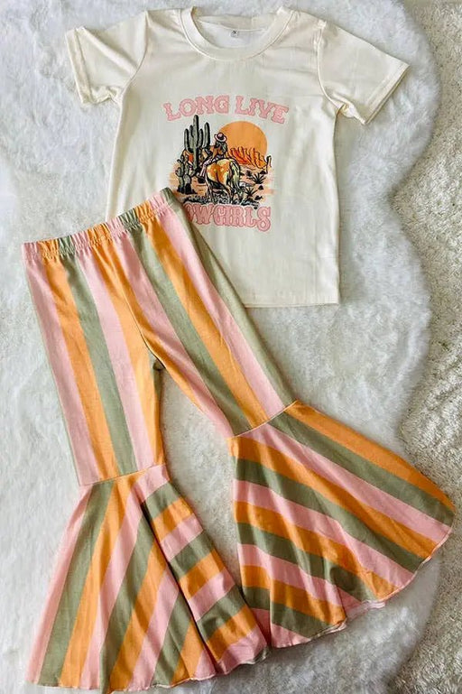 "LONG LIVE COWGIRLS" top & serape bell bottom pants sets - LECCE