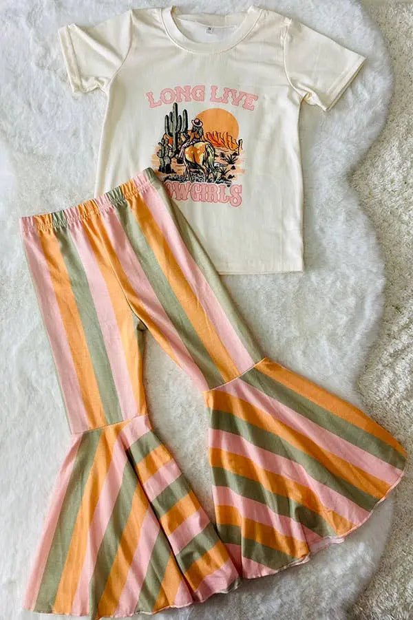 "LONG LIVE COWGIRLS" top & serape bell bottom pants sets - LECCE