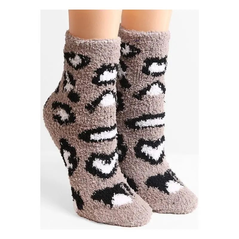Luxury Soft Leopard Pattern Mini Crew Winter Socks - LECCE