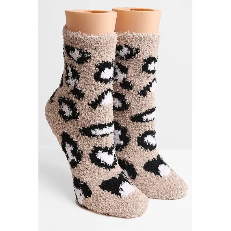 Luxury Soft Leopard Pattern Mini Crew Winter Socks - LECCE
