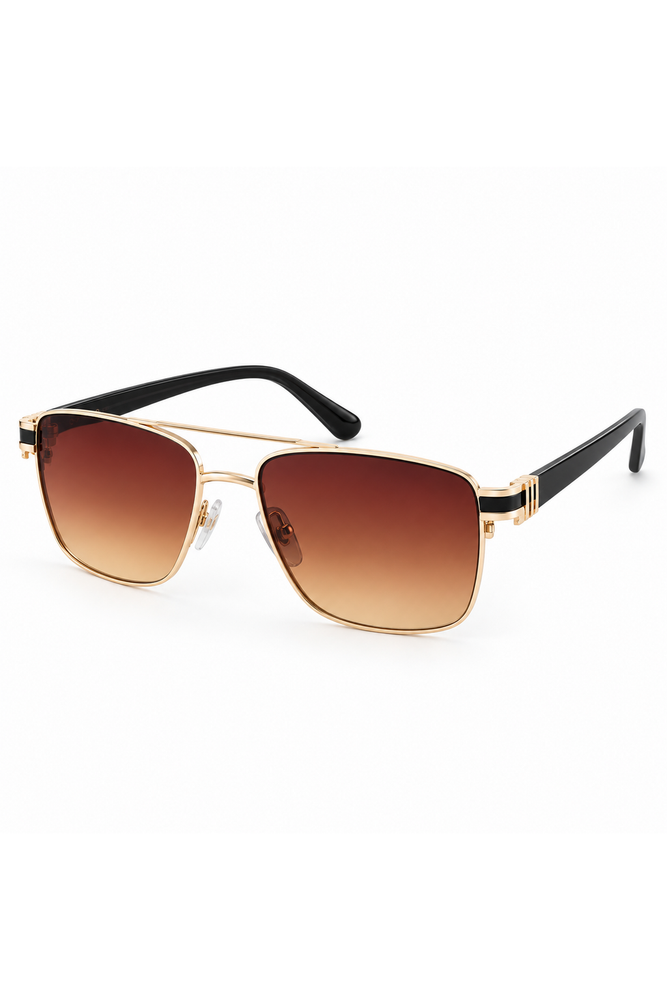 Luxury Striped Aviator Sunglasses - Brown