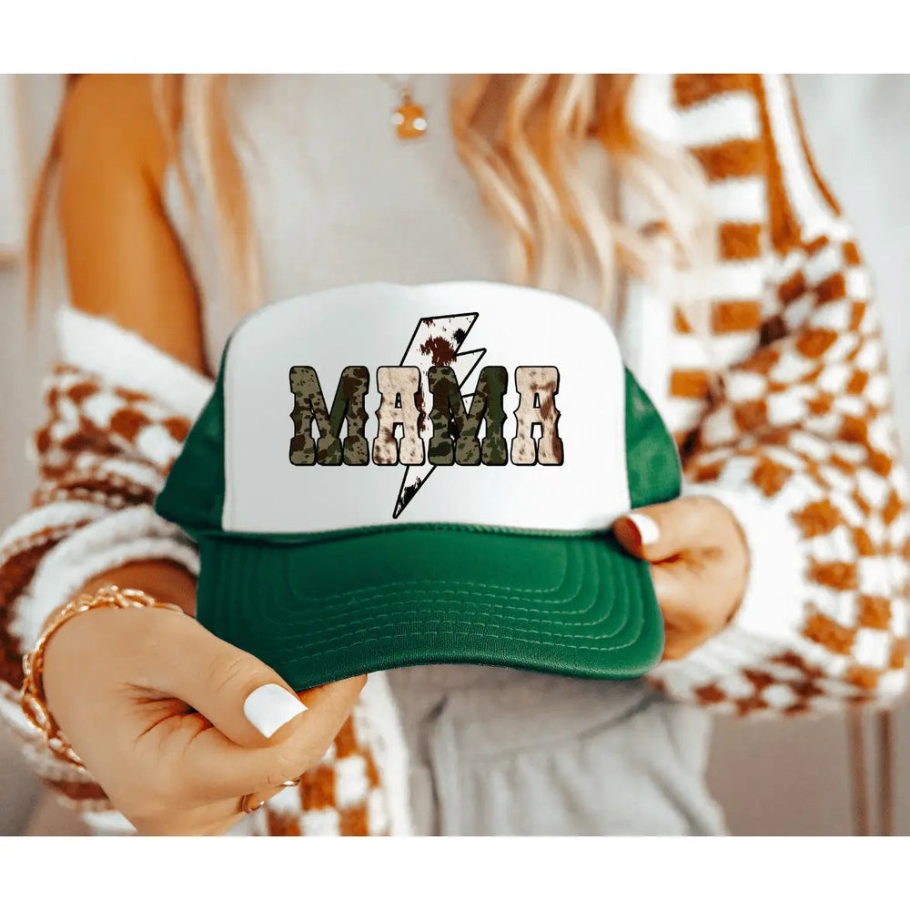 Mama Bolt Cowhide and Camo Trucker Hat - LECCE