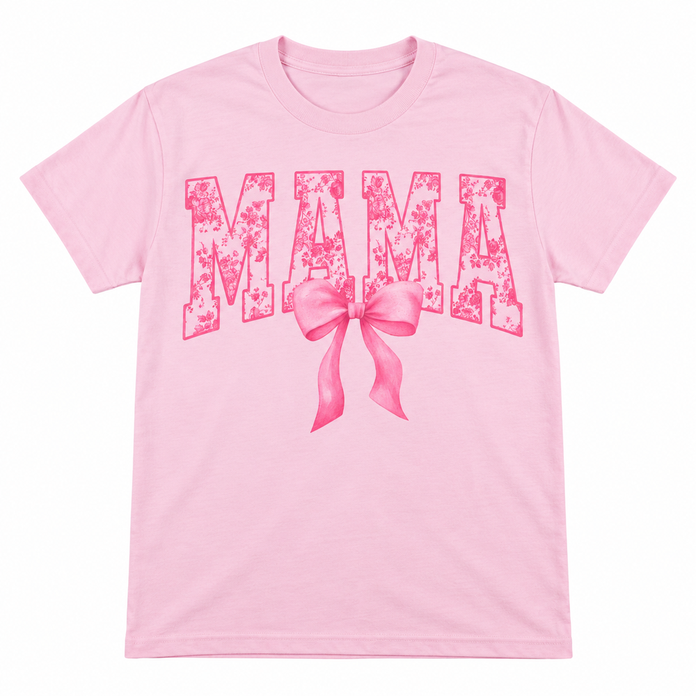 Mama Bow Tee on white background