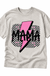 Mama with Pink Bolt Graphic Tee enlarged on white background