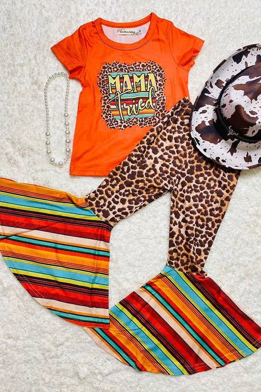 MAMA tried leopard top & bell bottom pants set - LECCE