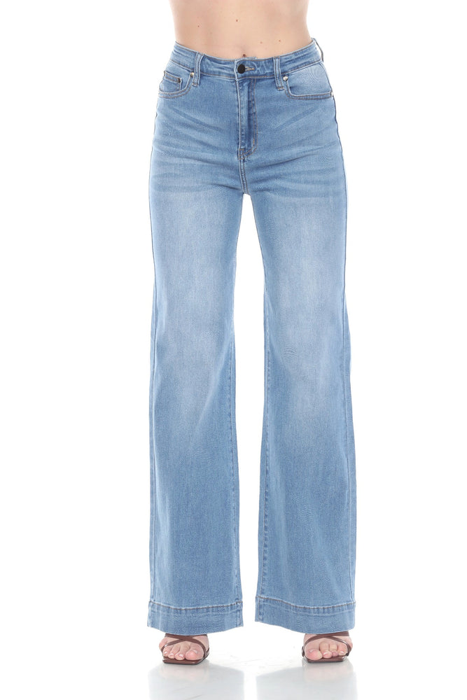 Medium wash wide-leg jeans alternate view