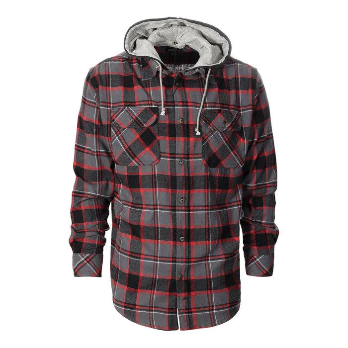 Men's Casual Button Up Flannel Shirt with Removable Hoodi - LECCE