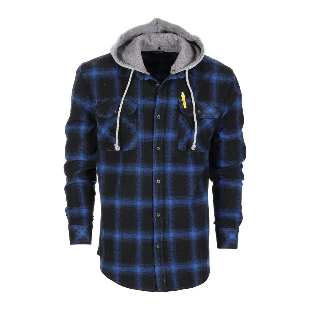 Men's Casual Button Up Flannel Shirt with Removable Hoodi - LECCE