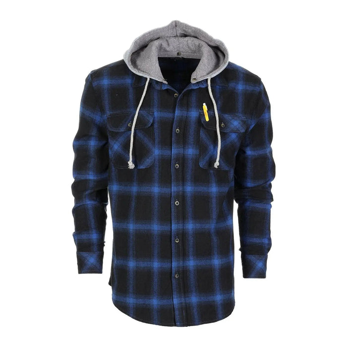 Men's Casual Button Up Flannel Shirt with Removable Hoodi - LECCE
