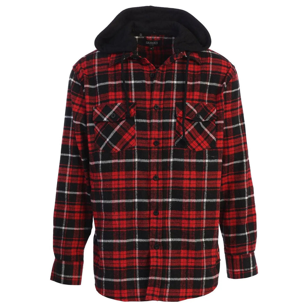 Men's Casual Button Up Flannel Shirt with Removable Hoodi - LECCE