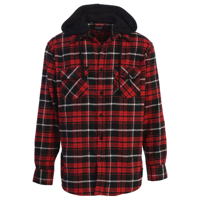 Men's Casual Button Up Flannel Shirt with Removable Hoodi - LECCE