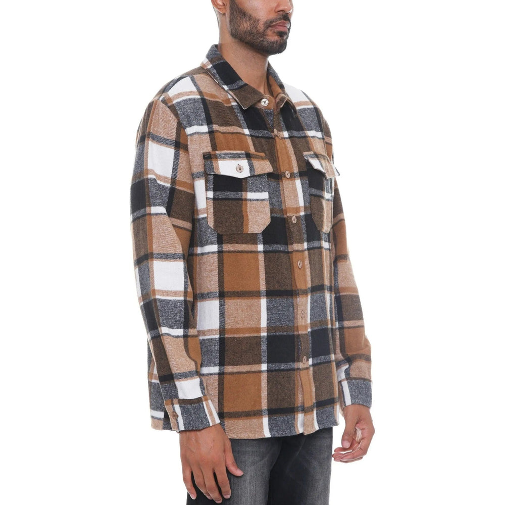 Mens Checkered Soft Flannel Shacket - LECCE