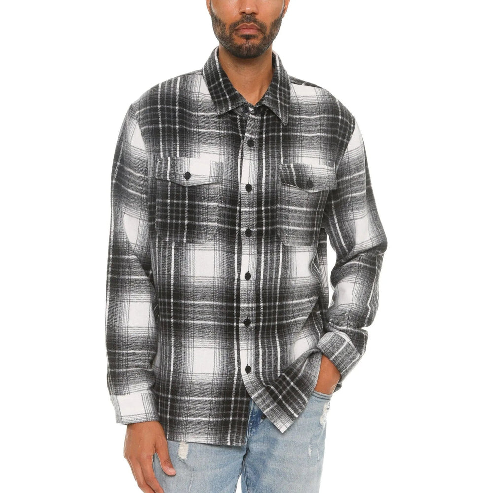 Mens Checkered Soft Flannel Shacket - LECCE