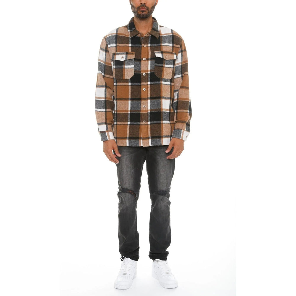 Mens Checkered Soft Flannel Shacket - LECCE