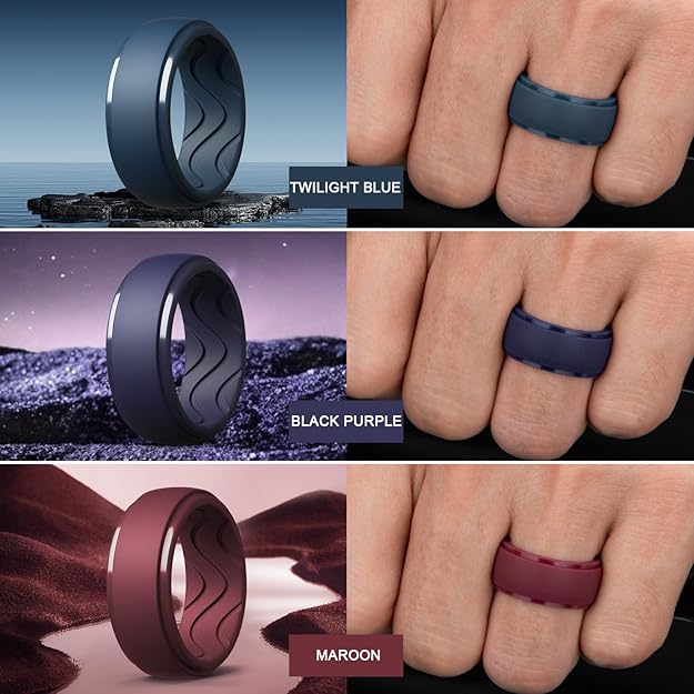 Men's Silicone Wedding Bands – Ergonomic Breathable Rubber Rings - LECCE