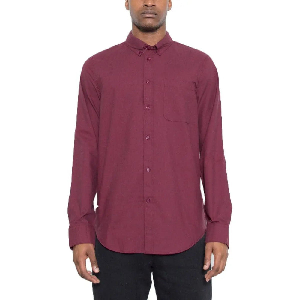 Mens Solid Long Sleeve Button Down - LECCE