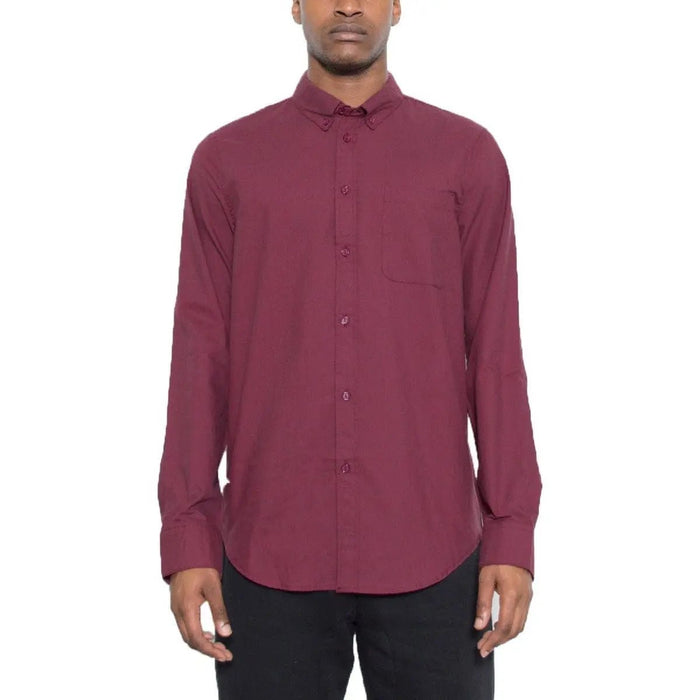 Mens Solid Long Sleeve Button Down - LECCE