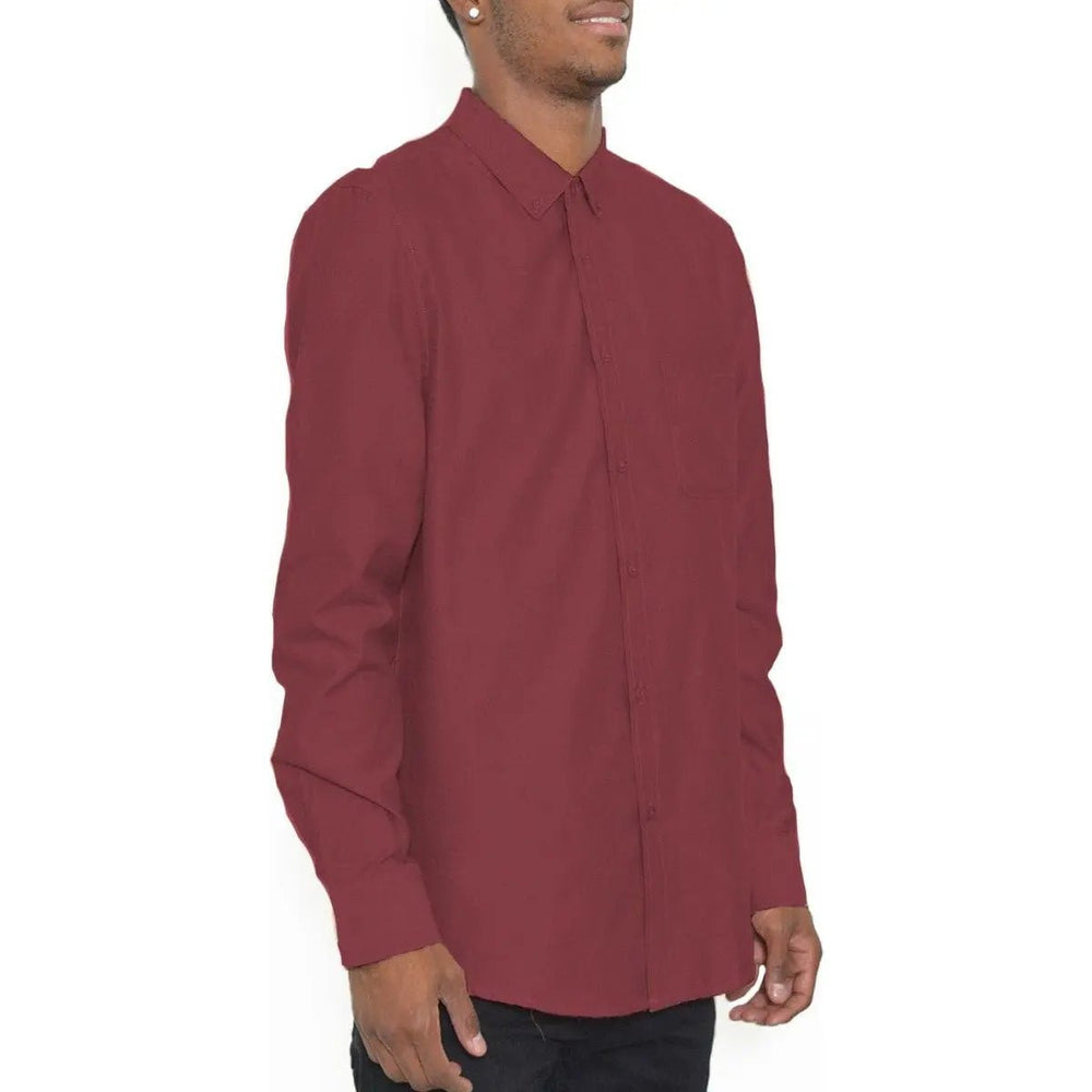 Mens Solid Long Sleeve Button Down - LECCE