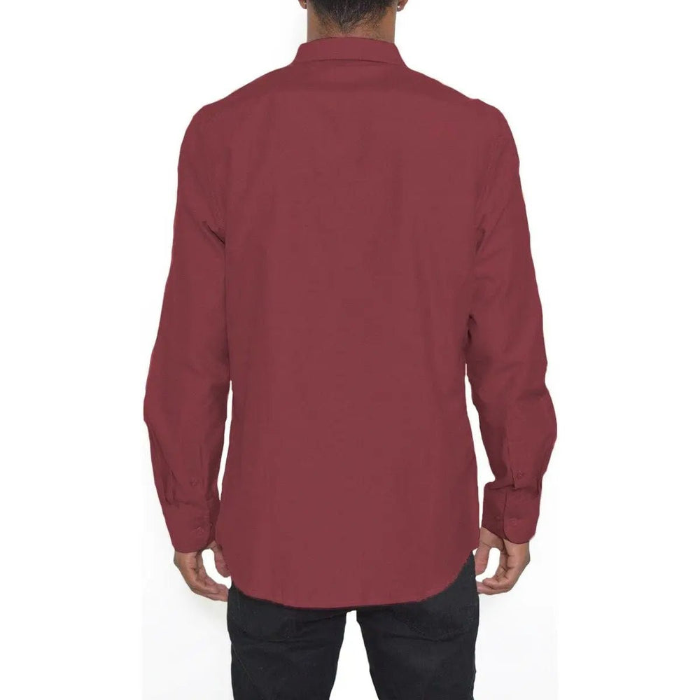 Mens Solid Long Sleeve Button Down - LECCE