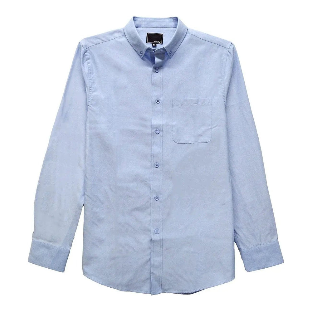 Mens Solid Long Sleeve Button Down - LECCE