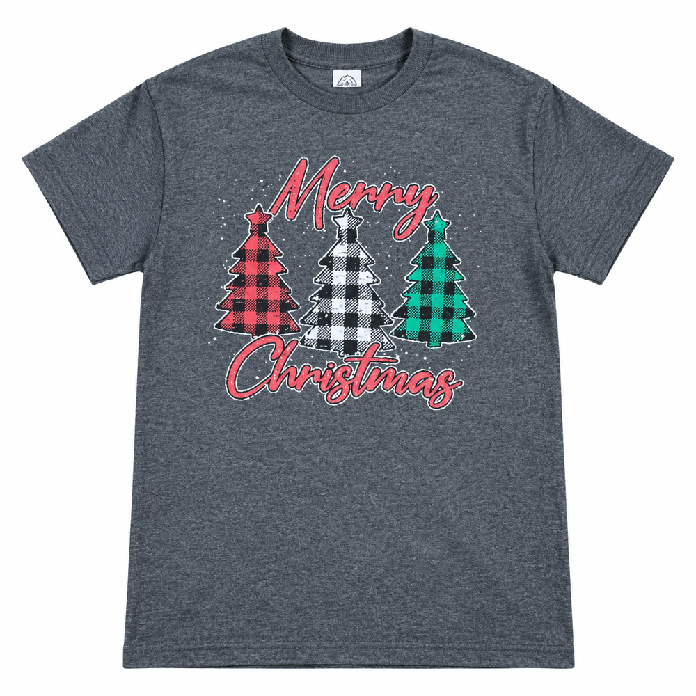 Merry Christmas 3 Trees on white background