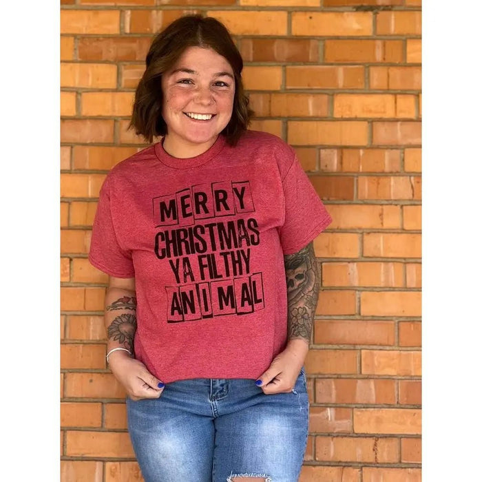 Merry Christmas You Filthy Animal Tee - LECCE