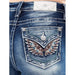 Mid Rise Women's Miss Me Wing Boot Cut Jeans - LECCE