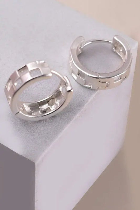 Mini Checker Cutout Hoop Earrings - LECCE