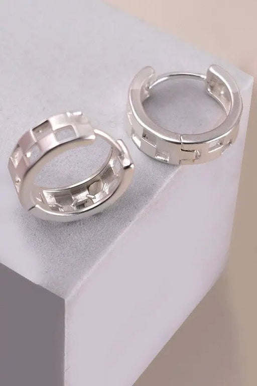 Mini Checker Cutout Hoop Earrings - LECCE