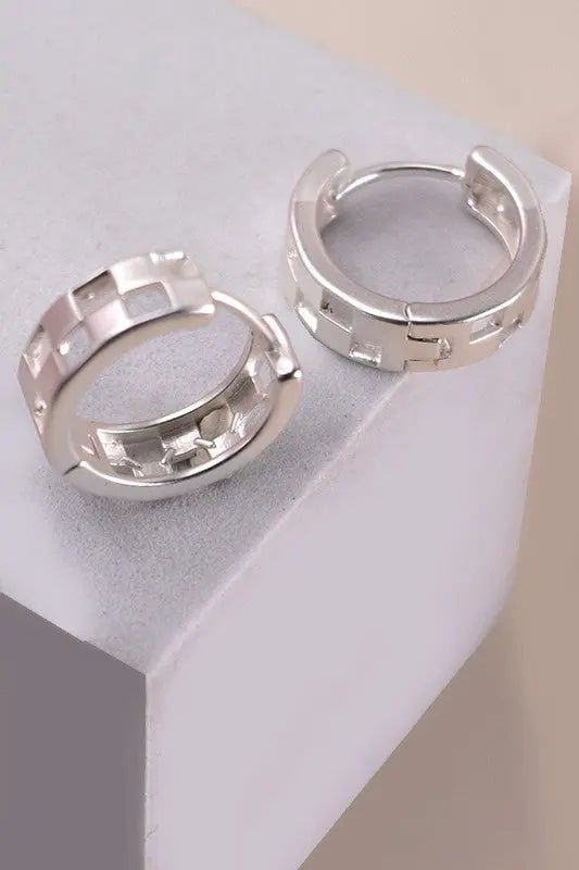 Mini Checker Cutout Hoop Earrings