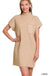 Mock Neck Short Sleeve Sweater Dress With Pocket - LECCE