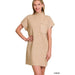 Mock Neck Short Sleeve Sweater Dress With Pocket - LECCE
