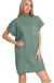 Mock Neck Short Sleeve Sweater Dress With Pocket - LECCE