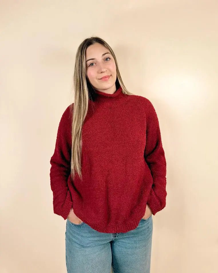Mock Neck Solid Sweater